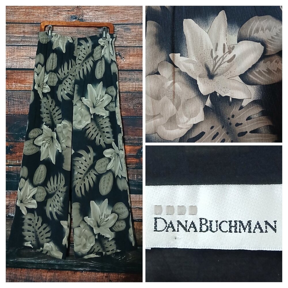 Dana Buchman Silk Palazzo Pants 10 Wide Leg Vintage Ankle Crop